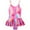 Pink, variant on LYMAYTER Kids Toddler Girls One Piece Swimsuits with Skirt UPF 50+ Sun Protection Halter Ruffled Bathing Suit Hawaiian Swim Floral Skirted Dress Swimwear 4-12T