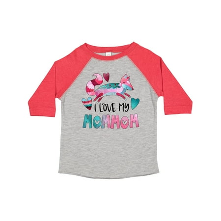 

Inktastic I Love My MomMom Pink and Blue Fox with Hearts Gift Toddler Boy or Toddler Girl T-Shirt