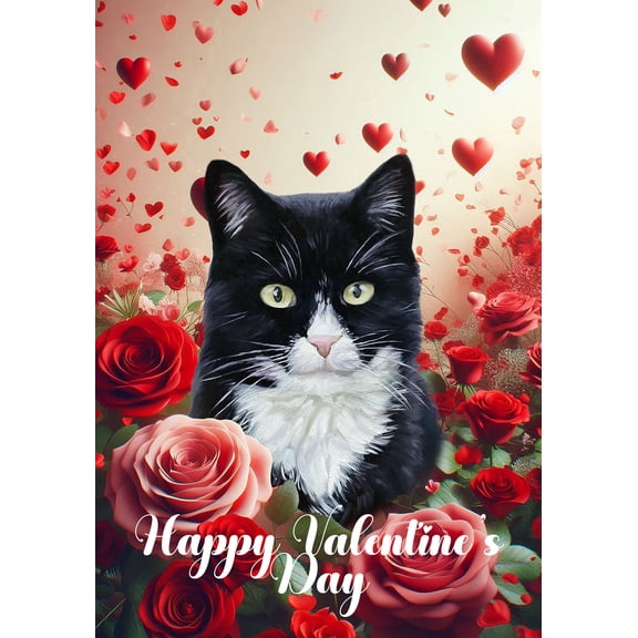 Tuxedo Cat - Best of Breed Valentines Day Outdoor Garden Flag 12" x 17" Mailbox Flag Dog Flag