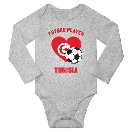 

Future Tunisia Soccer Player Baby Long Slevve Rompers Bodysuit (Gray 12-18 Months)