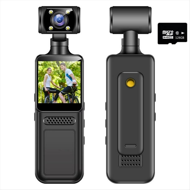 Cámara de Acción de Bolsillo 4K, Videocámara Deportiva HD con Rotación de 180°, Minicámara Wifi, Cámara Deportiva Portátil de 128 GB.