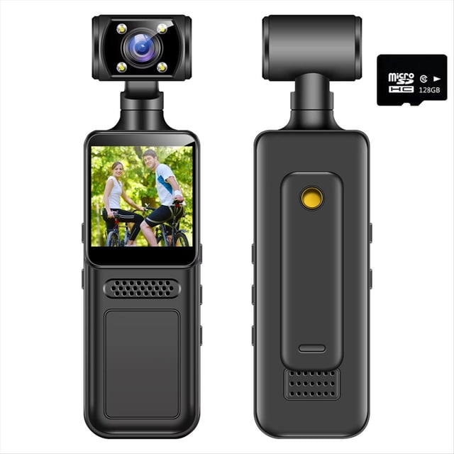 Cámara de Acción de Bolsillo 4K, Videocámara Deportiva HD con Rotación de 180°, Minicámara Wifi, Cámara Deportiva Portátil de 128 GB.