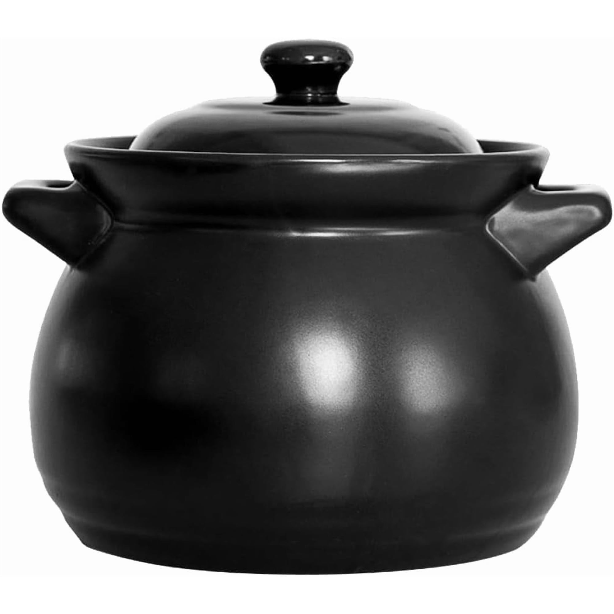 Large Cauldron Crock Pot, Glazed Ceramic Cooking Pot with Lid for Stovetop Soup, Stew and Porridge, Even Heating, Easy to Clean