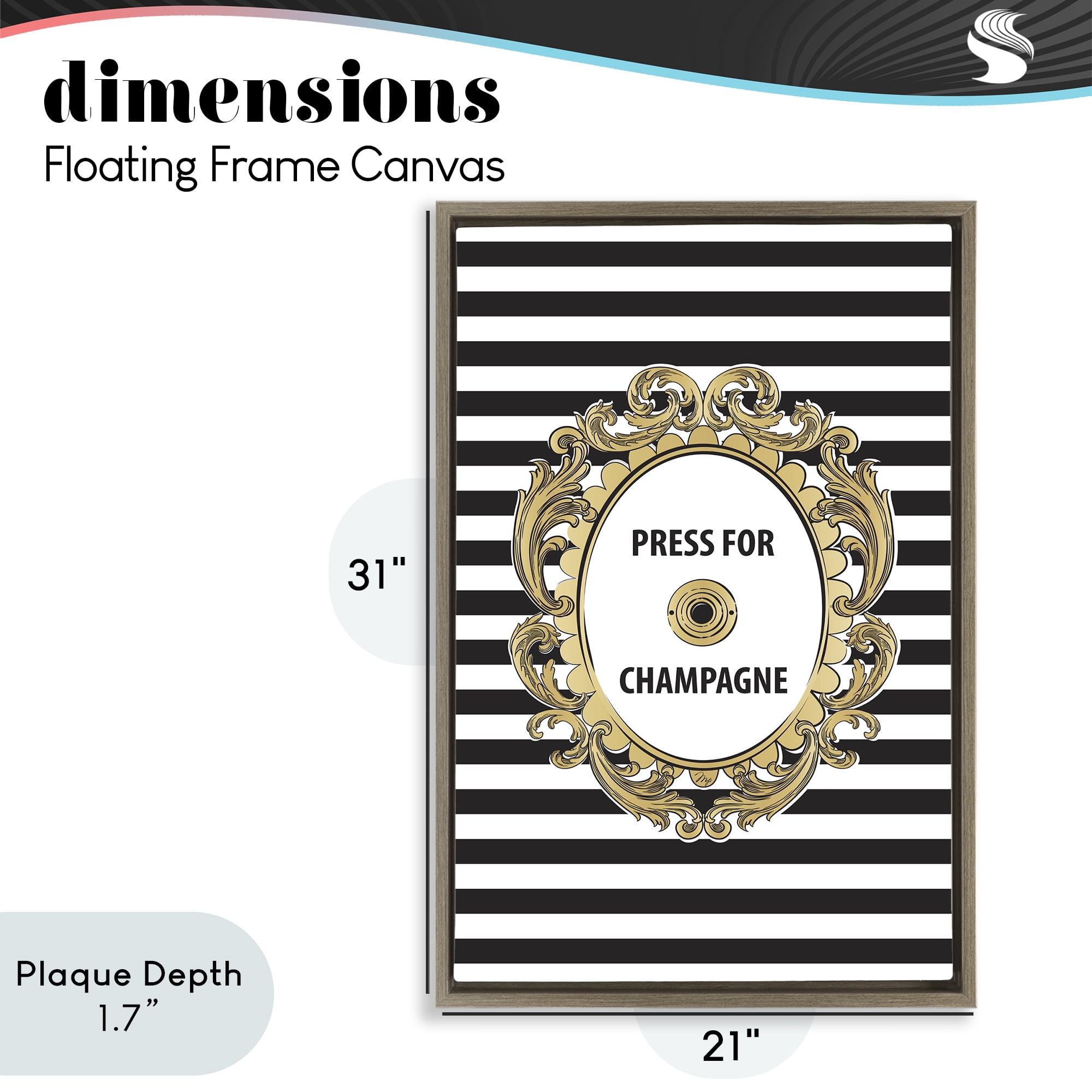 Stupell Industries Press For Champagne Celebration Brown Framed Floater Canvas Wall Art, design by Martina Pavlova