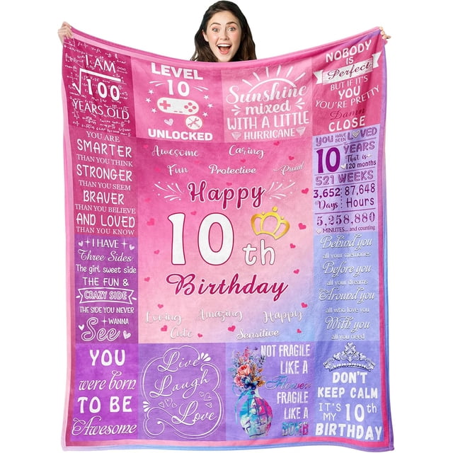 LHSHID Birthday Gifts for 10 Year Old Boys Gifts for 10 Year Old Boy Blanket 10th Birthday Gifts for Boys Girls 10 Year Old Boy Gift Ideas 10th Birthday Decorations for Boy Throw Blanket 50"x60"