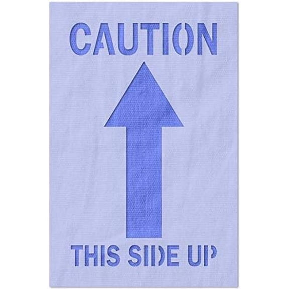 Caution This Side Up Stencil, 7.25 x 12 inches, 14 Mil Mylar Plastic, Stencil Stop