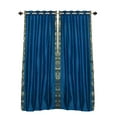 thumbnail image 3 of Ring Top Sheer Sari Curtains 43"W x 24"L matching tiebacks- Handcrafted Turquoise Indian Drapes Unlined for light & airy ambience Perfect for Living/Bedroom/Dining Room Sold in Pairs, 3 of 6