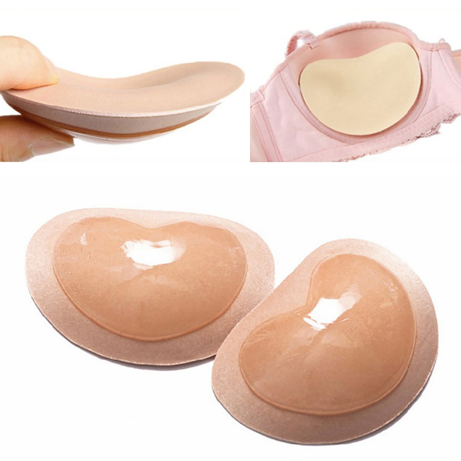 Cache-tétons 3D Réutilisables Femme – Soutien-gorge Adhésif Sans Bretelles, Beige, Invisible