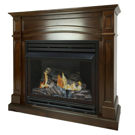 Pleasant Hearth 46 in. Natural Gas Full Size Cherry Vent Free Fireplace System 32,000 (Best Natural Gas Fireplace)