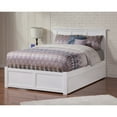 thumbnail image 2 of Madison Queen Wood Platform Bed with Footboard and Twin XL Trundle in White, 2 of 7