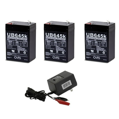 Battery Charger Combo Kit (UPG UB645 6V 4.5AH SLA BATTERY WITH CHARGER -COMBO - 3 PackUPG UB645 6V 4.5AH SLA BATTERY WITH CHARGER -COMBO - 3 Pack By Universal Power)
