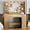 1.No stool-Natural Oak, variant on FANRAL 43'' Vanity Desk with 10 Lights & Under-Table RGB Strip,Built-in Power Outlets,Cushioned Stool & Large Storage,Dressing Table for Bedroom Bathroom Grooming,White Vanity