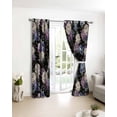 thumbnail image 5 of Spring Flowers Blackout Curtains for Bedroom Living Room, Blue Purple White Rose Floral Plant Black 90 In Long Thermal Insulated Room Darkening Drapes Grommet Window Treatments, 52 x 90 In, 5 of 9