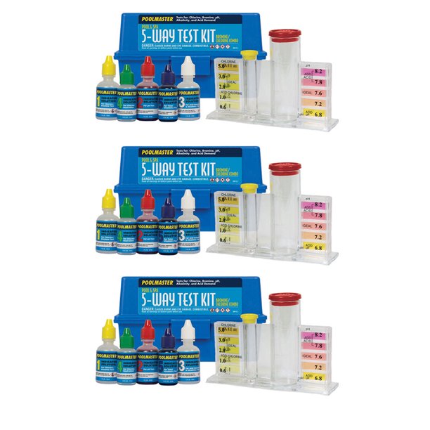 Poolmaster 22260 Basic Collection 5 Way Pool & Spa Water Test Kit (3 Pack)