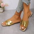 thumbnail image 4 of WLOELOEW Flat Sandals For Women With Buckle Closure Comfortable Beach Casual Spring Summer Slip On Plus Size Footbed Soft Pu Upper Size Us 8.5, 4 of 9