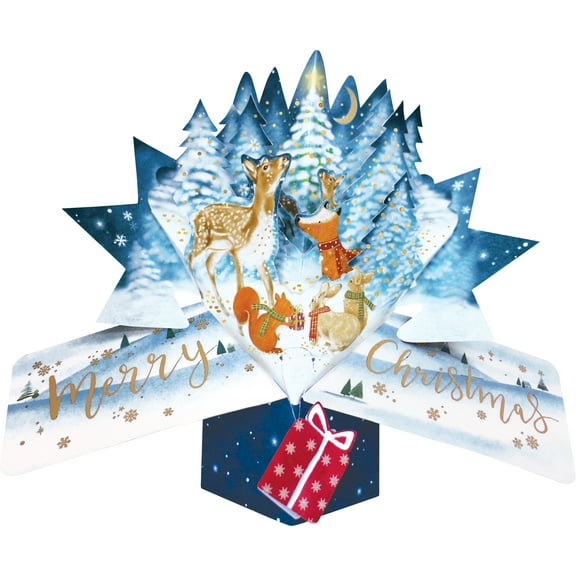 Second Nature Pop Up Christmas Card Woodland Animals