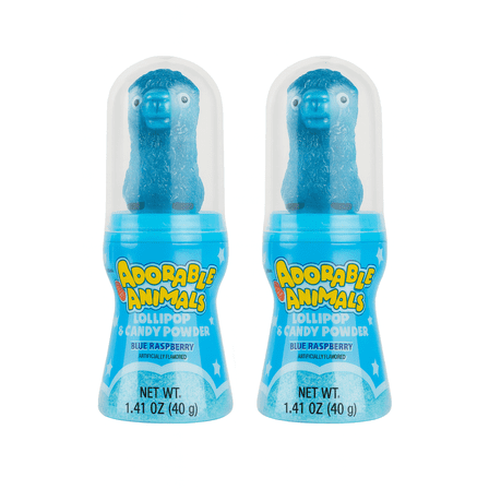 Adorable Animale Animal Shaped Lollipop & Fruity Candy Powder Dipping Treat 1.41 oz, Blue Raspberry