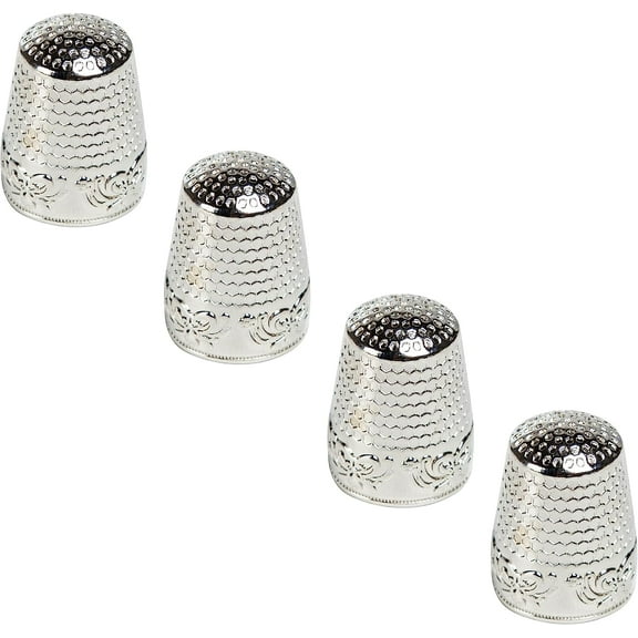 4 Pieces Sewing Thimble, Metal Sewing Thimble Finger Protector, Accessories DIY Sewing Tool, Silver