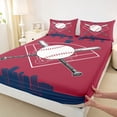 thumbnail image 4 of Erosebridal Cartoon Baseball Queen Sheet Sets, Sports Gaming Bed Set, Maroon Navy, 4-Piece, 4 of 5