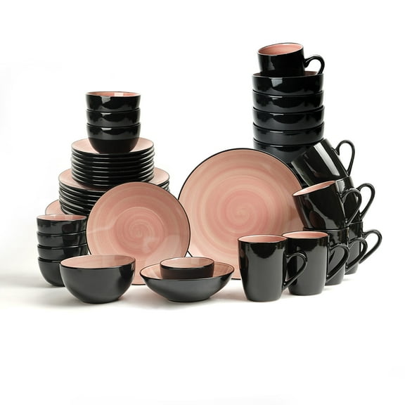 56-Piece Ceramic Cutlery Set - Serves 8 - Microwave and dishwasher available,Rose