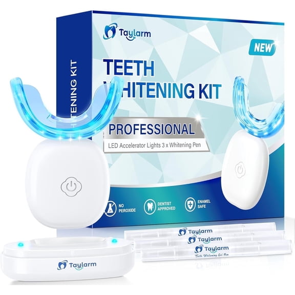 Teeth Whitening Kit: 32X LED Light with Gel Pen - Non-Sensitive Tooth Whitener Professional Oral Care Tools for Effectively Removes Stains