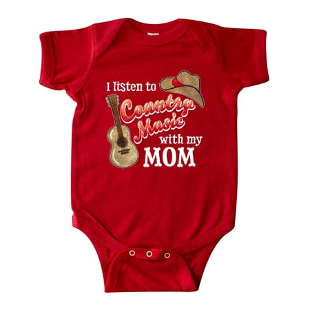 

Inktastic I Listen to Country Music with my Mom Guitar and Hat Gift Baby Boy or Baby Girl Bodysuit