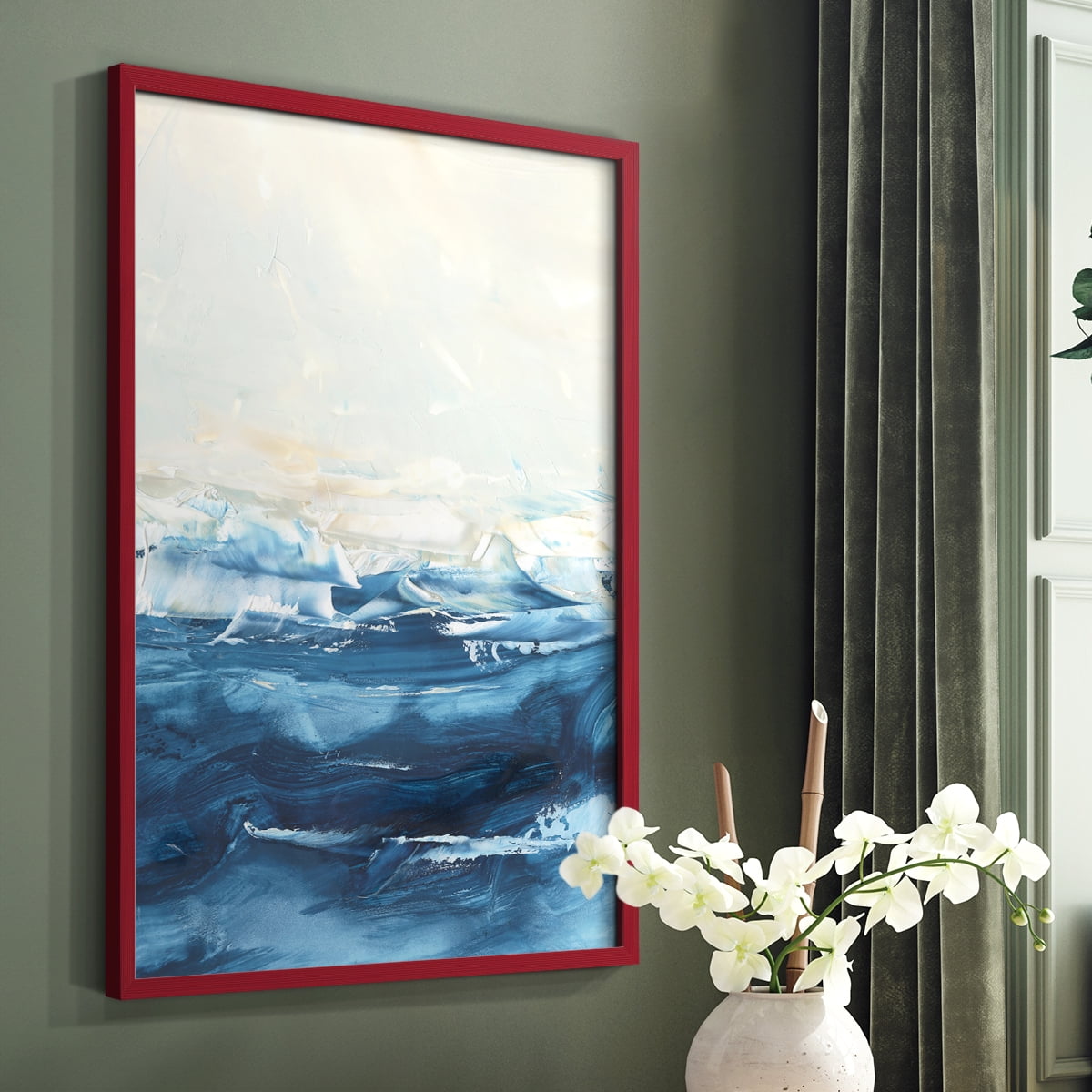 Wave after Wave II Framed Print in Red Solid Wood 8 x 10 Framed Print