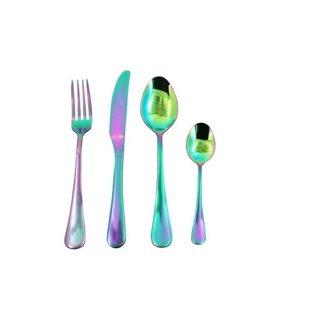 Rainbow Colored Iridescent Stainless Steel Flatware Tableware departments