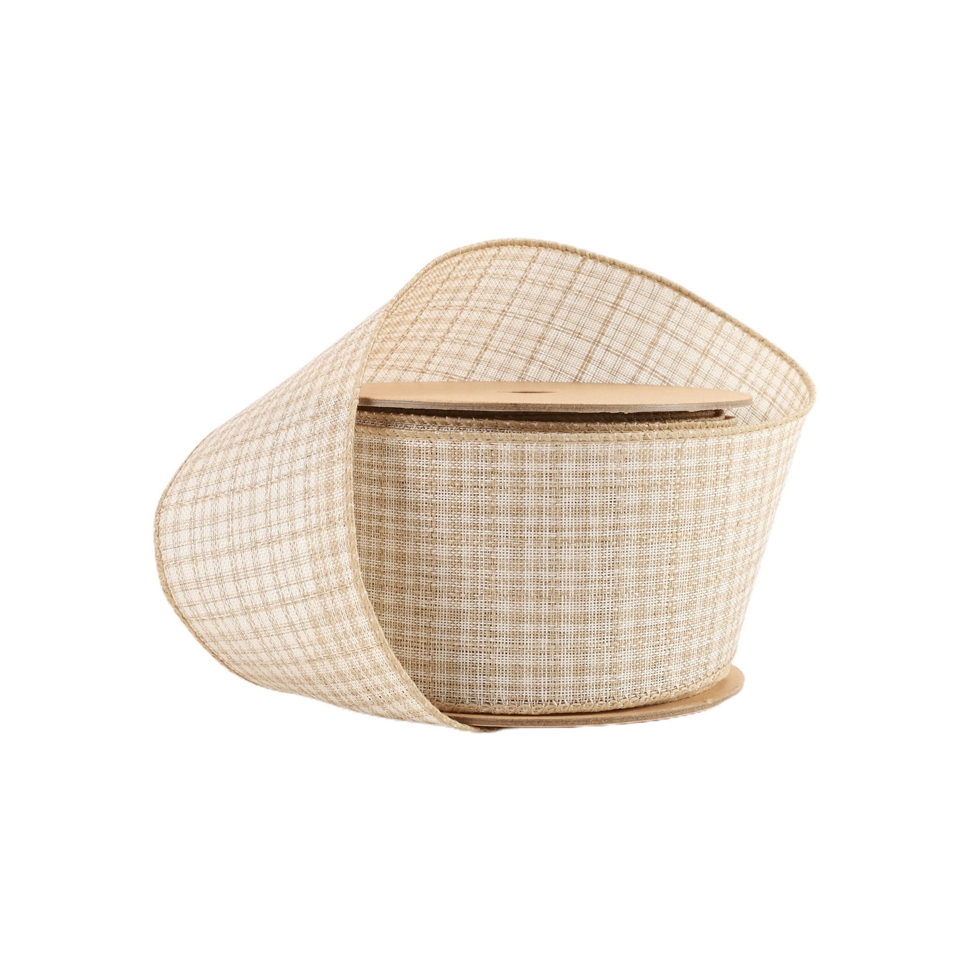 LaRibbons 2 1/2" Wired Ribbon, Light Brown Plaid, 10 Yard Roll