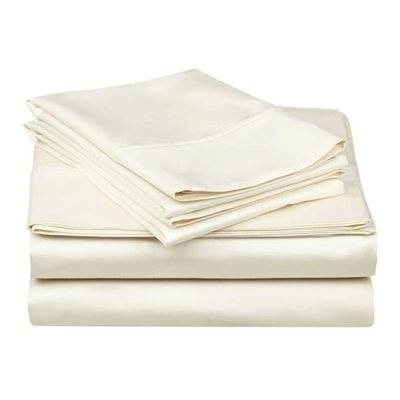 Soft Sheet Set With Deep Pocket, Cotton Rich, 15 Colors Ivory / Queen