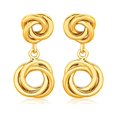thumbnail image 1 of 14k Yellow Gold Love Knot Stud Earrings with Drops, 1 of 2