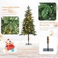 thumbnail image 3 of Topbuy 6ft Pre-lit Christmas Slim Pencil Tree Hinged Christmas Tree W/ Metal Stand Thick Leaves, 3 of 10
