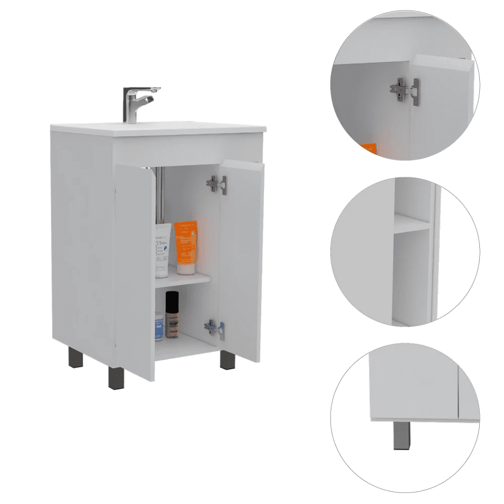 Boahaus Fortuna Vanity Cabinet, White, Assembled Product Height 34 in, for Bathroom