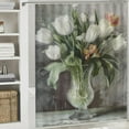 thumbnail image 5 of JEUXUS Farmhouse Distressed White Tulips Shower Curtain Multiple Sizes Durable and Washable White, 5 of 6