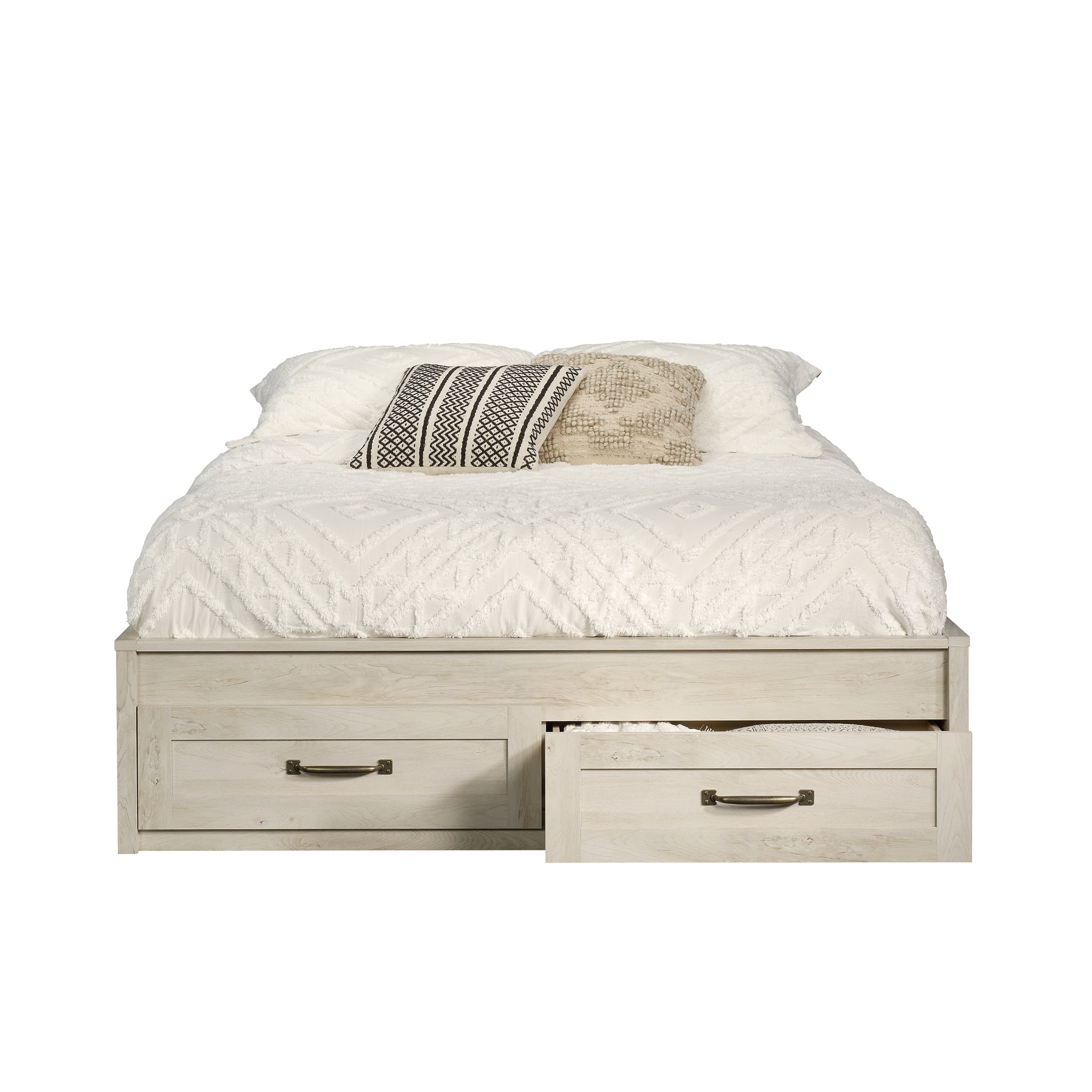 Better Homes & Gardens Modern Farmhouse Queen Platform Bed, Rustic White Finish