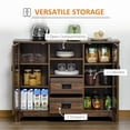 thumbnail image 3 of HOMCOM Sideboard Buffet Cabinet, Glass Door Kitchen Cabinet, Coffee Bar Cabinet with Storage Drawers & Adjustable Shelves for Living Room, Dark Walnut, 3 of 9