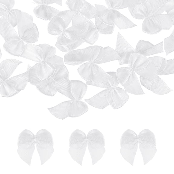 Uxcell 52 Pcs Mini Ribbon Bows, 1" Tiny Bows for Crafts Small Bowknot Artificial Applique Embellishment for DIY Craft Sewing Scrapbooking Wedding Party Decoration, White