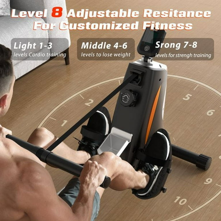 Upgo Rower Magnetic Rowing Machine for Home Indoor Foldable Rower with 8 Level Adjustable Resistance Exercise Rower Ergonomic Seat LCD Monitor Cardio Exercise Training Max Weight 300 lbs Walmart
