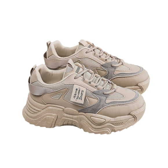 Zapatos casuales for mujer moda de estilo coreano, zapatos deportivas, caqui