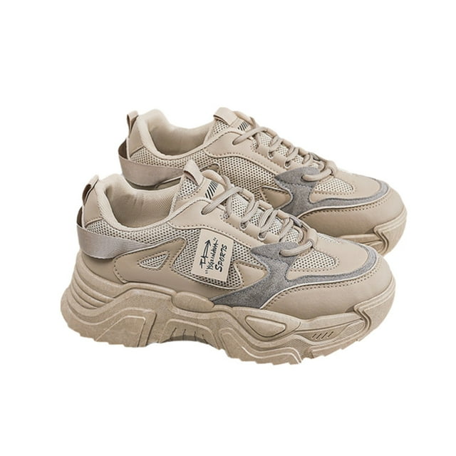 Zapatos casuales for mujer moda de estilo coreano, zapatos deportivas, caqui