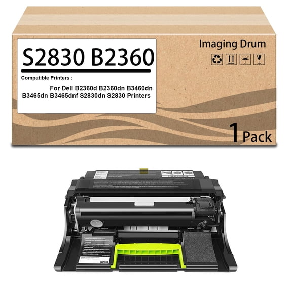 331-9810 331-9811 KVK63 Black Imaging Drum for B2360dn Drum Unit Works for Dell B2360d B2360dn B3460dn B3465dn B3465dnf S2830dn S2830 Printers