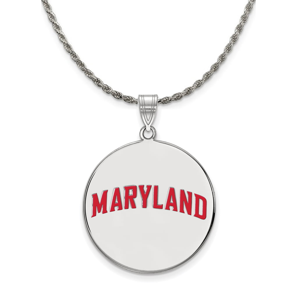 Collegiate University of Maryland Sterling Silver LogoArt Maryland XL Disc Pendant