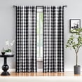 thumbnail image 2 of Cortinas Treatmentex Buffalo Check blanco/negro, 84 pulgadas, 2 paneles, 2 of 9