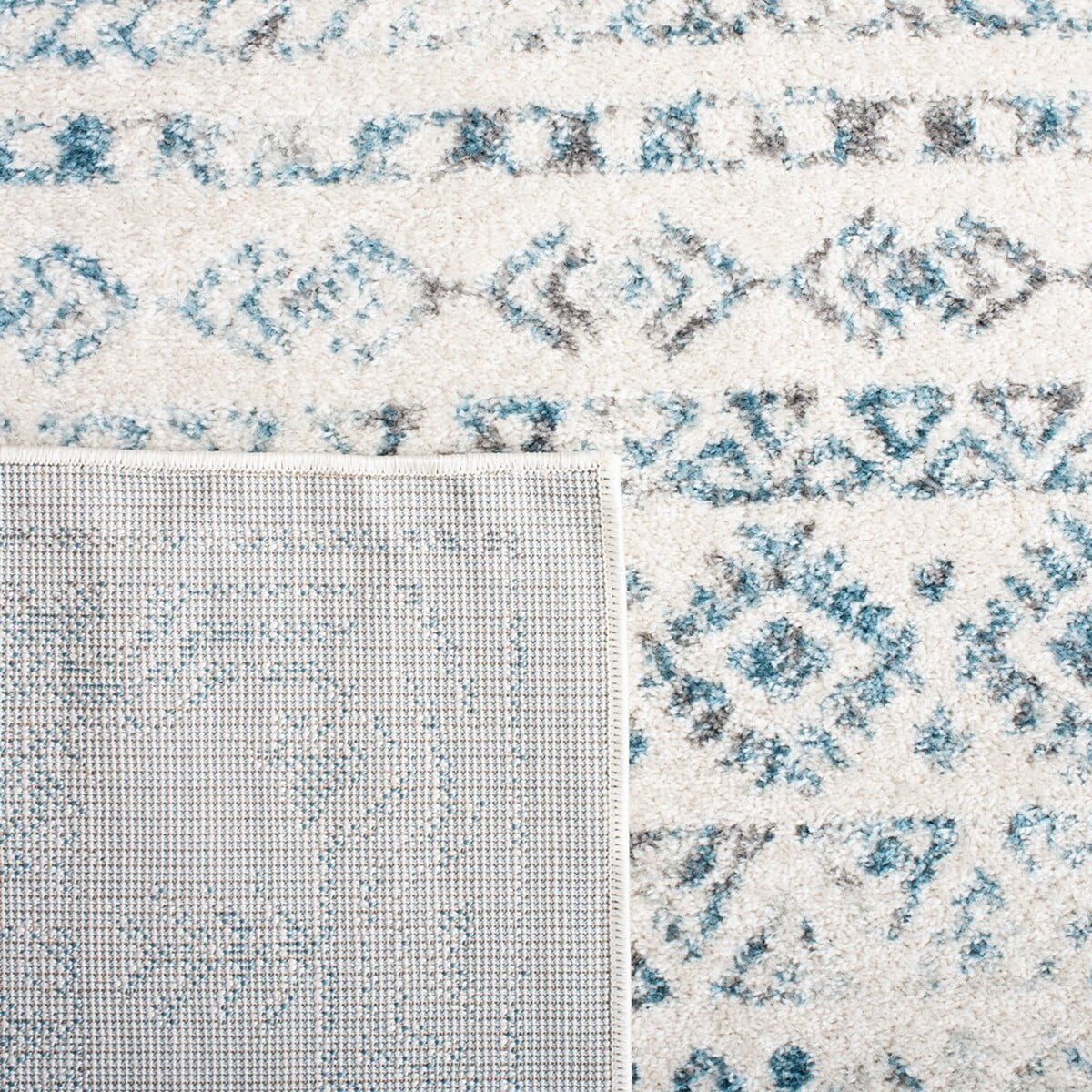 SAFAVIEH Tulum Flint Distressed Southwestern Area Rug, 6'7" x 6'7" Square, Ivory/Teal