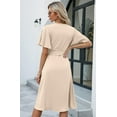 thumbnail image 3 of Womens Summer Dresses Casual Short Sleeve V Neck Strap Lacing Sexy Midi Dress Wrap Party Club Sundress (Khaki,XX-Large), 3 of 6