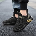 thumbnail image 2 of CAUYDY Kids Sneakers for Girls Boys – Lightweight Mesh Athletic Shoes with Hook & Loop Closure, Non-Slip Sole, Breathable Running & Walking Shoes for Little Kid, Big Kid(L101-Gold,12), 2 of 9