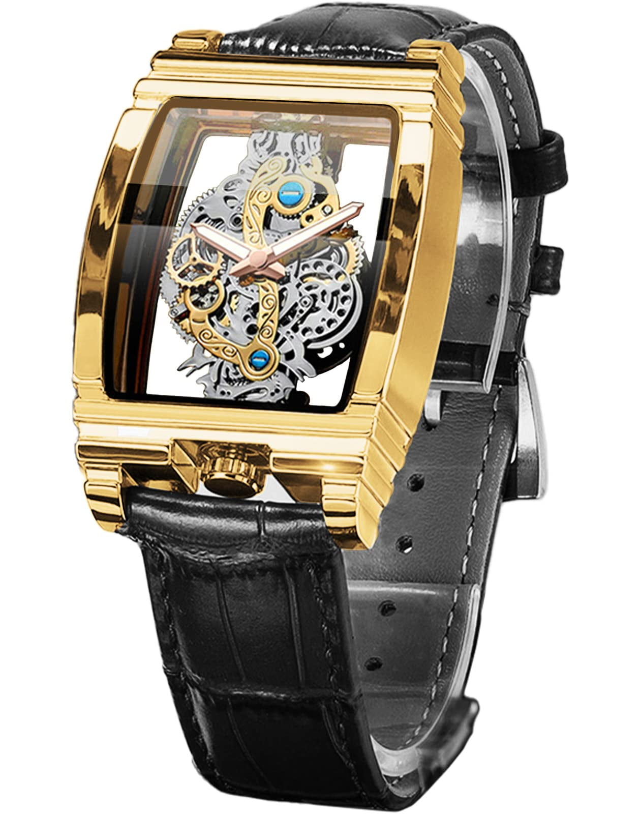 Skeleton Watch for Men - Leather, 30M Water Resistant, Luminous Markers | Stylish Business Watch