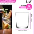 thumbnail image 3 of Juego de 6 Vasos LAV Assos Vidrio Cristal 360 ml Para Cocina Banquetes Fiestas, 3 of 6