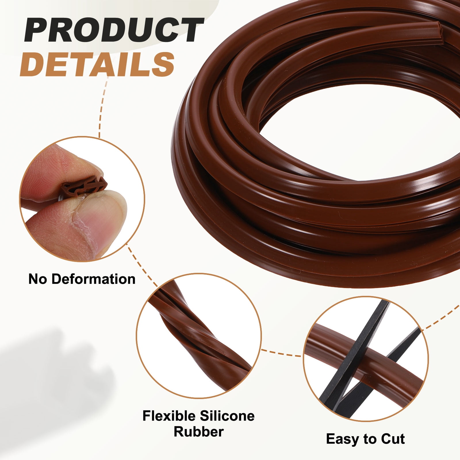 Uxcell Kerf Weather Stripping Seal Strip (16.4ft x 11/32") - 2 Pack D Triangle Shape Kerf Noise Reduction Rubber Flange Window Weatherstrip Seal for Door Frame Windows Card Slot, Brown