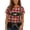 A-Red853, variant on XIAOCHA Reddish Plaid Oktoberfest Suspender Graphic T Shirt For Women Crew Neck Short Sleeve Party Top